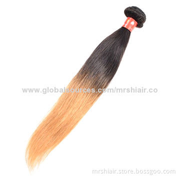 24-inch Ombre Color Silk Straight Peruvian Virgin Hair Weave
